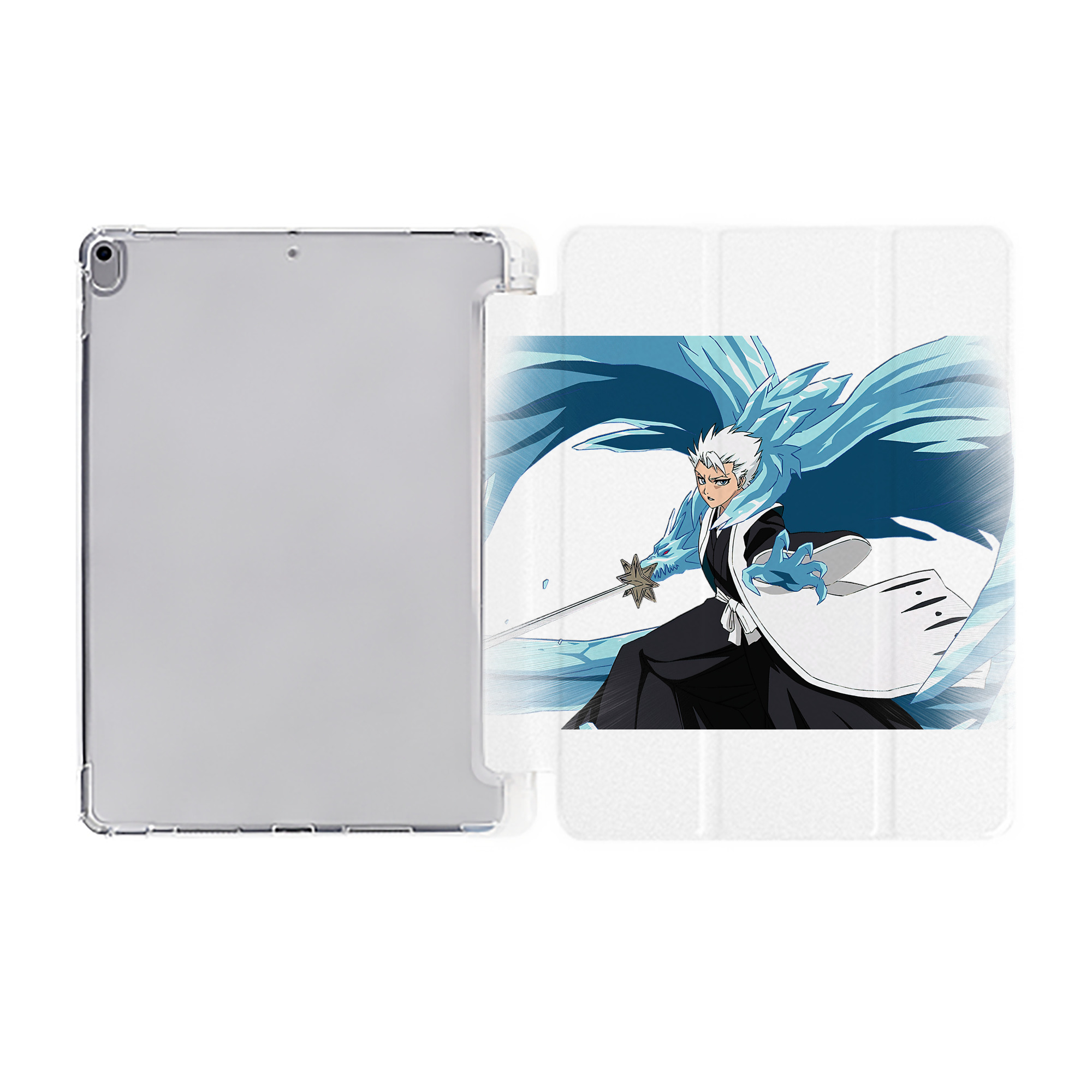（画像用） ブリーチ 日番谷冬獅郎（ひつがや とうしろう） BLEACH Hitsugaya Toushirou IPad ケース ペン収納付き 三つ折りスタンド PUレザー×シリコン 対応機種9.5/10.5/10.9インチ